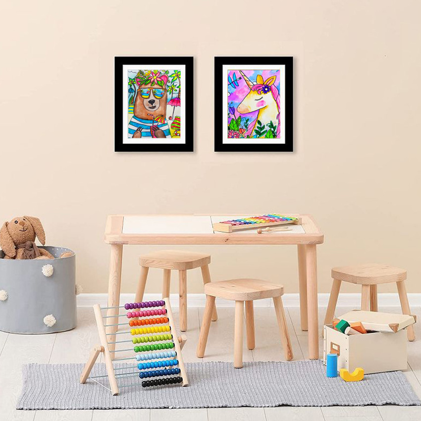 In Black Kids Artwork Picture Frame Changeable Wood With Shatter Resistant Glass Kid Art Frame Changeable A4 Photo Frames