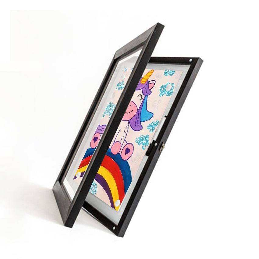 Wholesale Wooden Kids Art Flip Photo Frame Front Opening Artwork Frames Changeable For Kids Drawings Art Projects Schoolwork