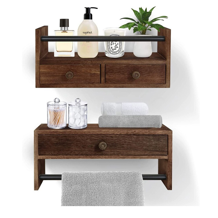 New Style Wood Floating Drawer Shelf Wall Mounted Wooden Storage Floating Shelf With Drawer