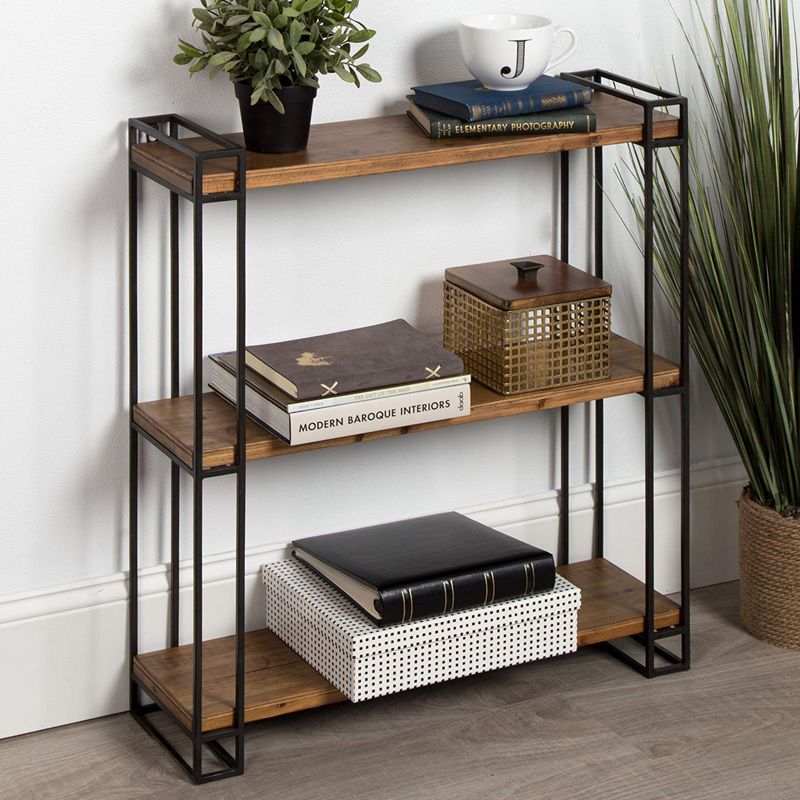 Living Room Wall Corner Floating Wood Wire Shelf For Stacking Racks & Shelves