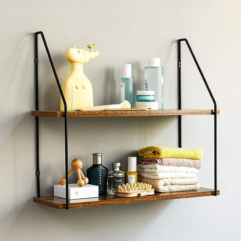 New Design Floating Shelves Wall Book Shelf Bookcase Decorative Floating Display Shelves 1/2/3 Tiers Wood And Metal