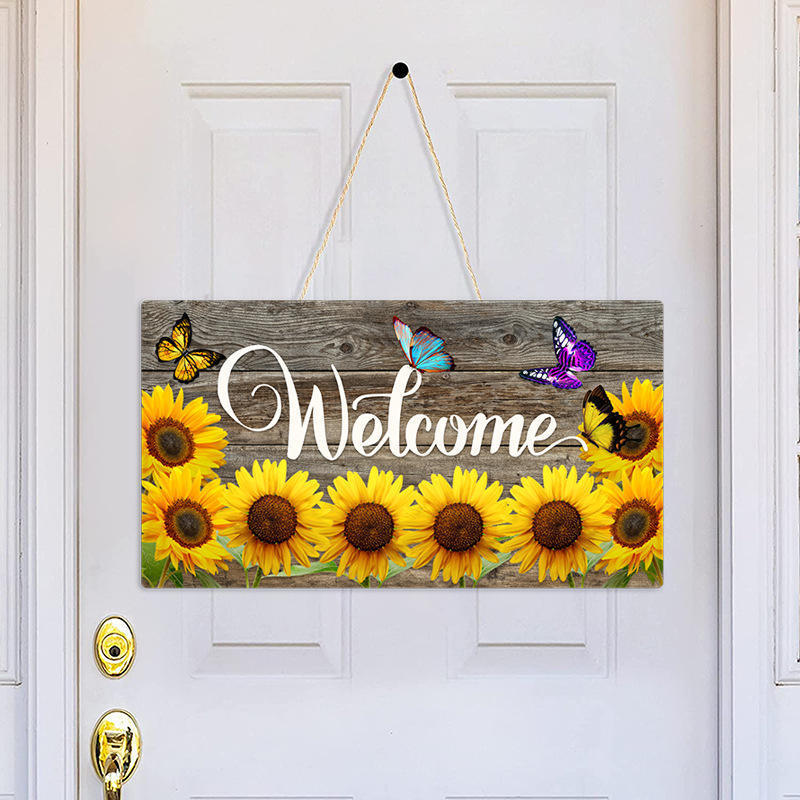 Sunflower Welcome Sign Front Porch Decor Fall Front Door Decor This is Us Our Home Plaque House Porch Decorations Wood Wall Sign