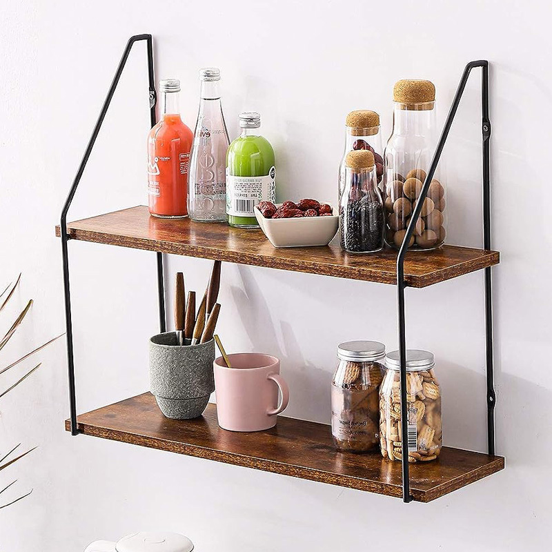 New Design Floating Shelves Wall Book Shelf Bookcase Decorative Floating Display Shelves 1/2/3 Tiers Wood And Metal