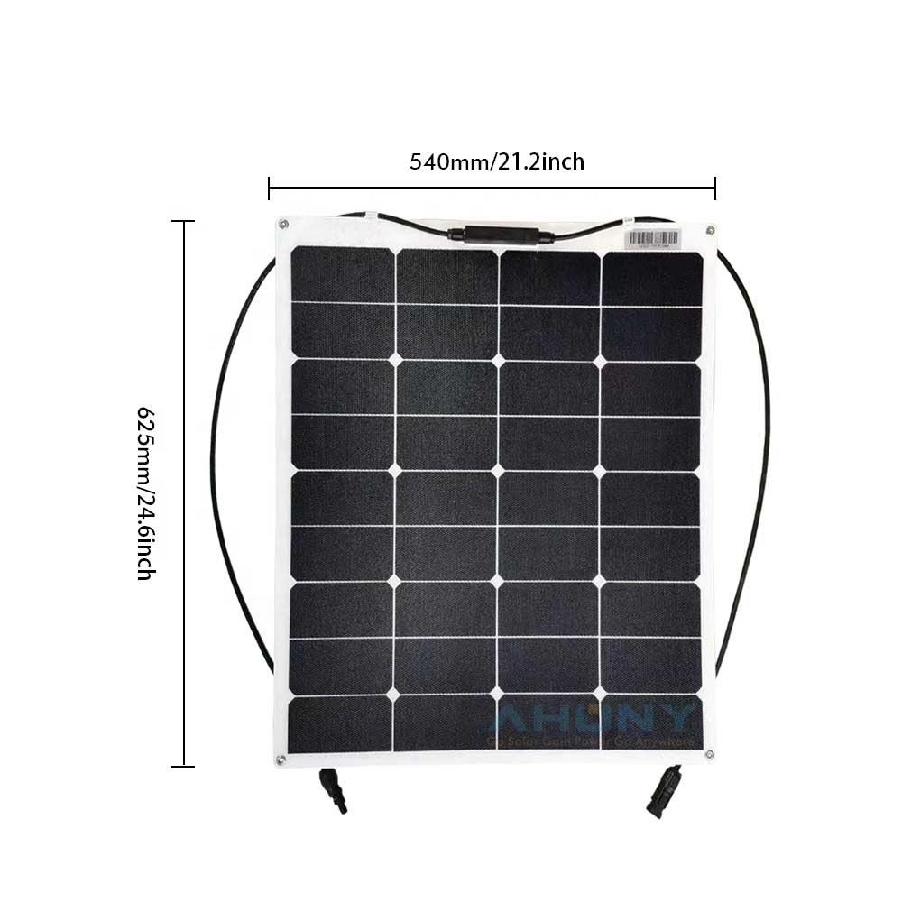 60w semi flexible solar panel thin film bendable back contact sunpower cell for golf cart yach