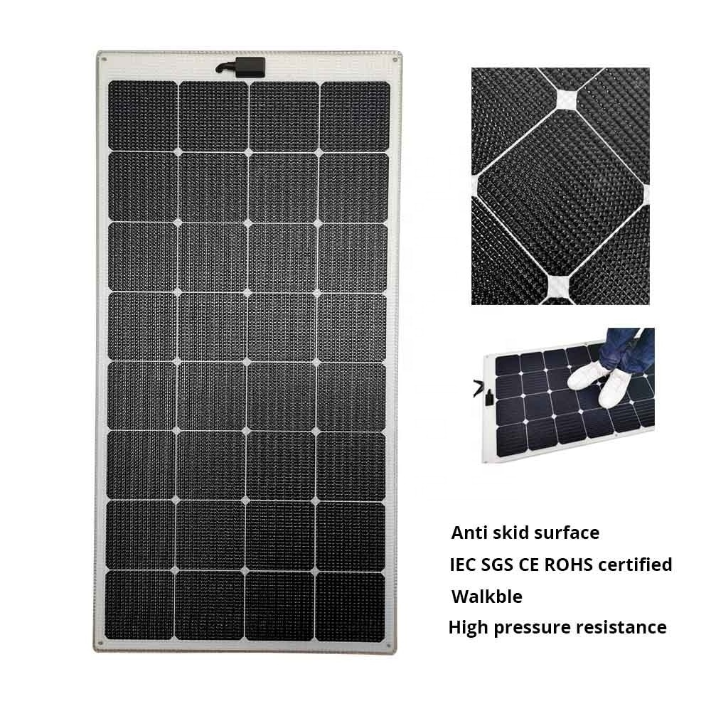 Walkable black solar panel 100w drive on anti skid efficient marine module for floating deck cold chain car refrigerator light