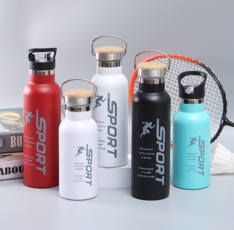 Sports Travel Bottle Vacuum Thermos Stainless Steel Water Bottle 1 Litre With Custom Logo Straw