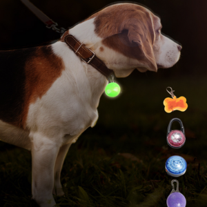 Rechargeable Color Changing Dog Collar Light Waterproof LED Dog Safety Lights With Carabiner Clip for Night Walking