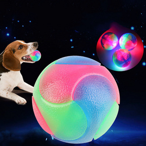 LED Flash Pet TPR Three Color Elastic Ball Dog Training Toy Chew Ball