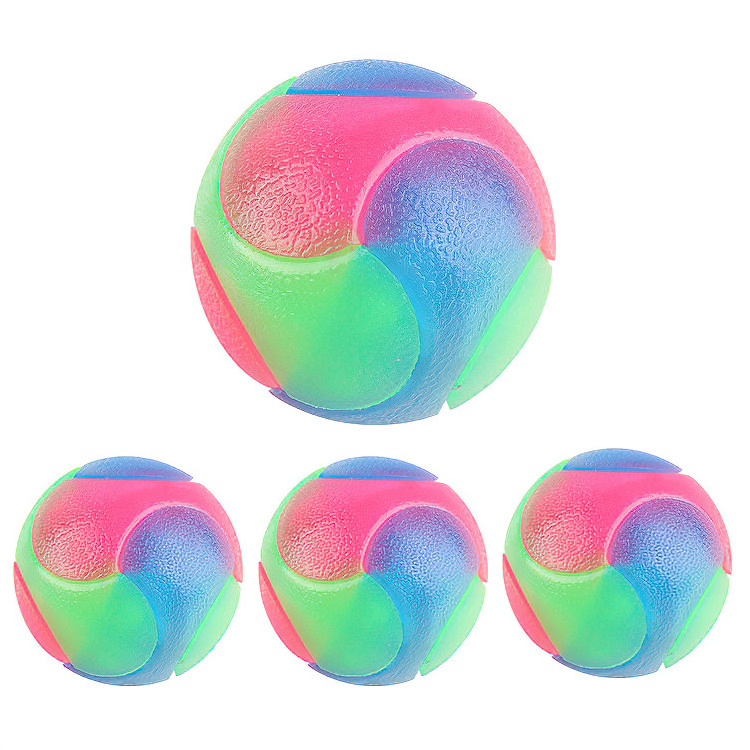 LED Flash Pet TPR Three Color Elastic Ball Dog Training Toy Chew Ball