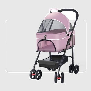 Luxury 4 Wheel Pet Carrier Multifunction Pet Stroller with Detachable Foldable Travel Pet Stroller