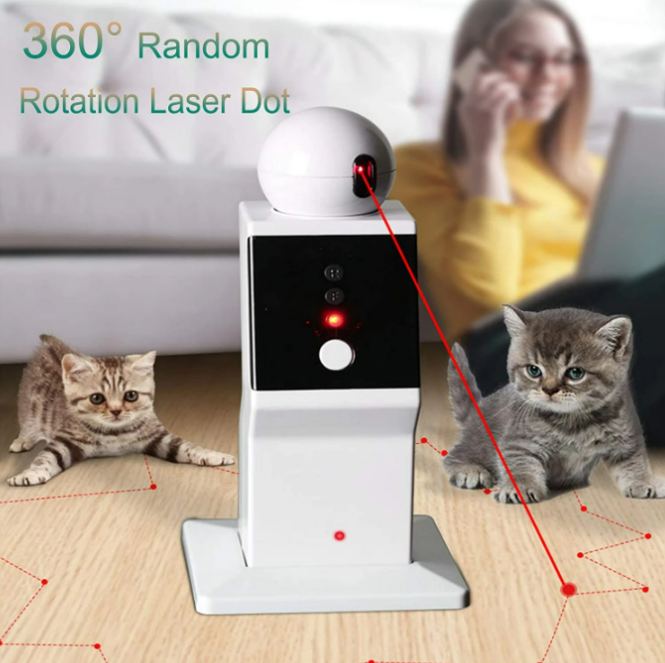 Cat Laser Toy Automatic Random Moving Interactive Laser Cat Toy for Indoor Kittens Dogs Cat Red Dot Exercising Toy