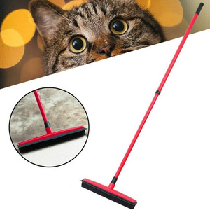 Pet Hair Cleaning Tools Rubber Broom Carpet Rake Long Handle Pet Hair Remover with Squeegee for Dog Cat Pet Products Top Sellers