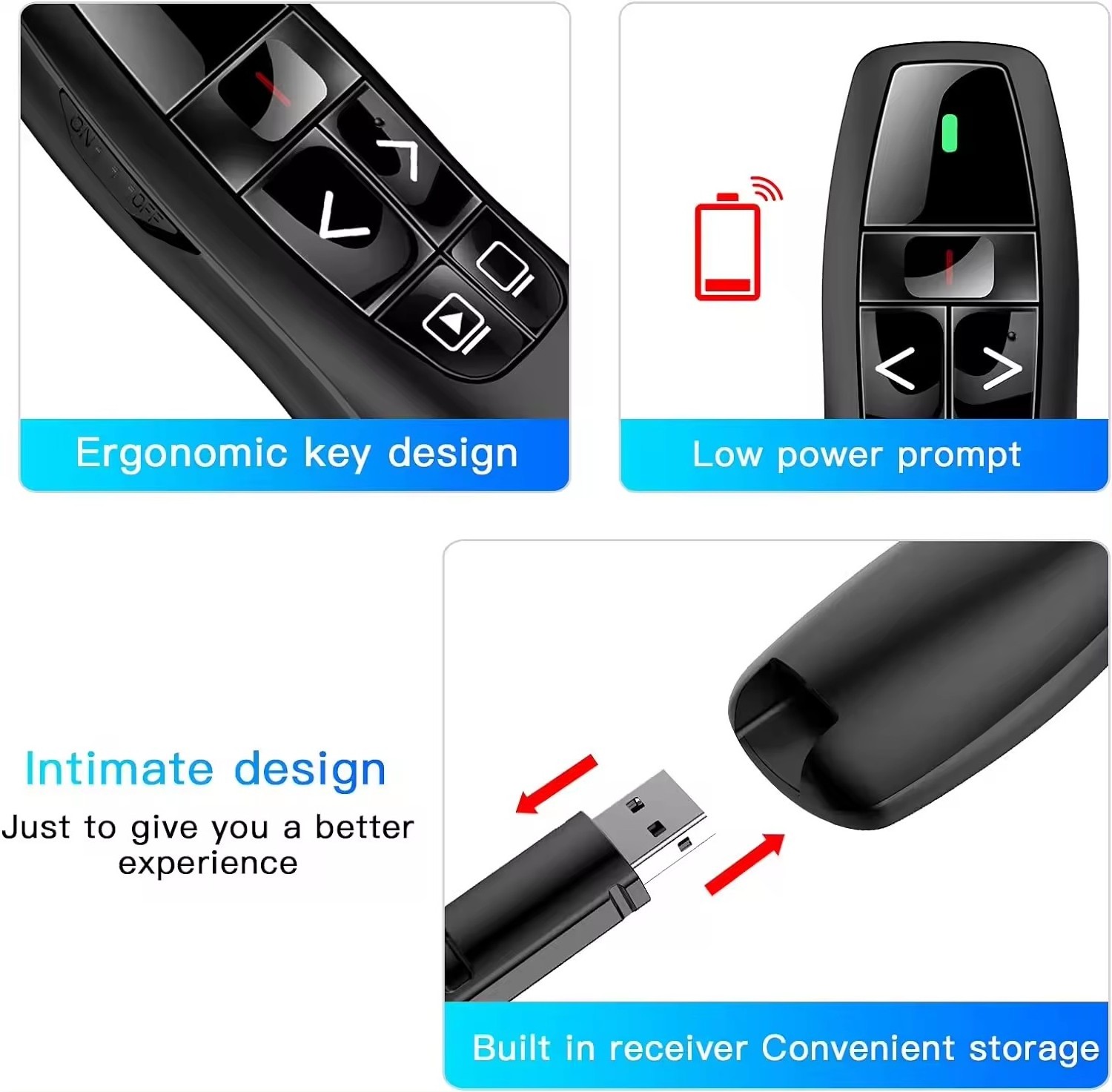 k400 Presentation Clicker Pointer 2.4GHz Presentation Pointer Slide Advancer Remote PPT page turning pen