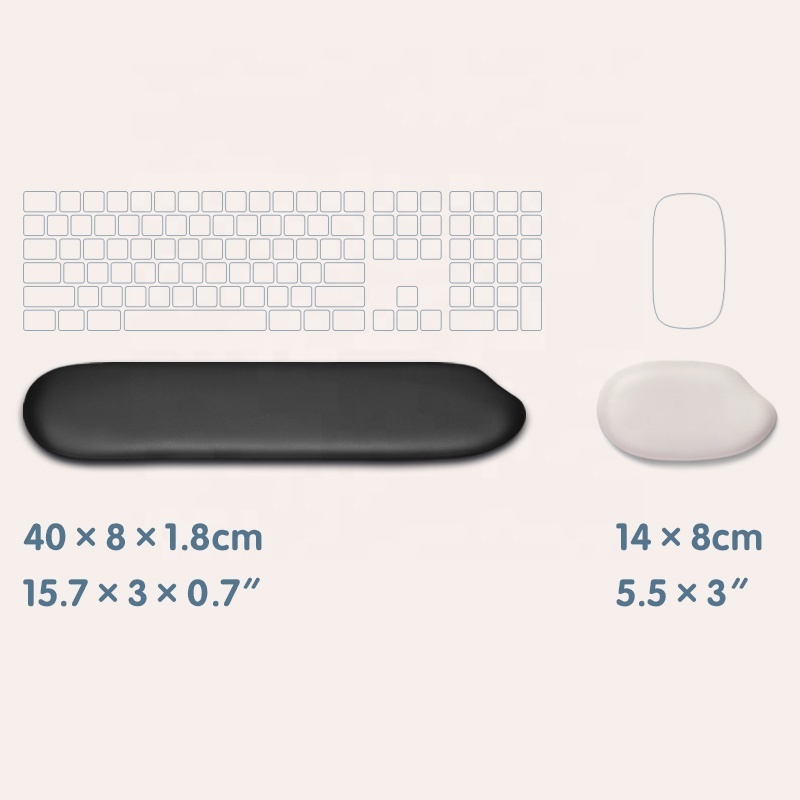 Creative Rice shaped Pu Leather Long wrist pad/support/cushion/rest with gel filled keyboard pad for computer