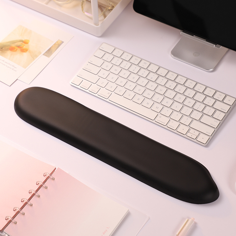 Creative Rice shaped Pu Leather Long wrist pad/support/cushion/rest with gel filled keyboard pad for computer