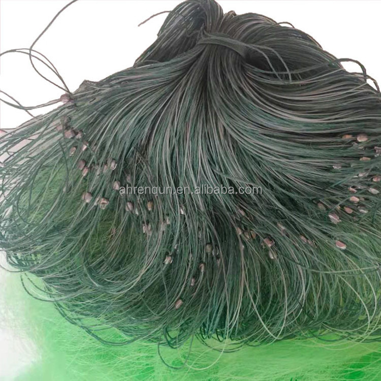 factory price high quality green fish netting 3 layers nylon gill fishing net