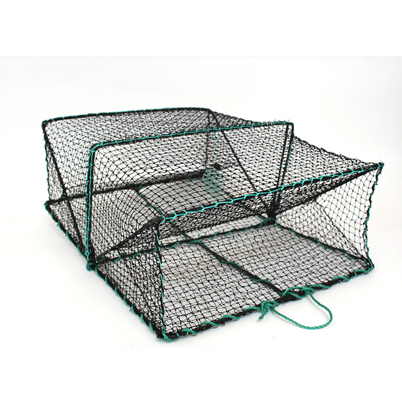 aquaculture trap folding fishing net Rectangle fish trap 2 entrance crab trap lobster cages for sale