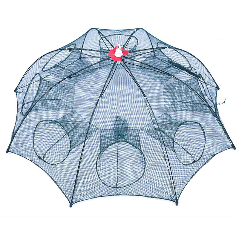 Hot sale 8 holes Foldable Fishing Bait Trap Cast Net Cage automatic Crawfish Trap Crab Fish Trap