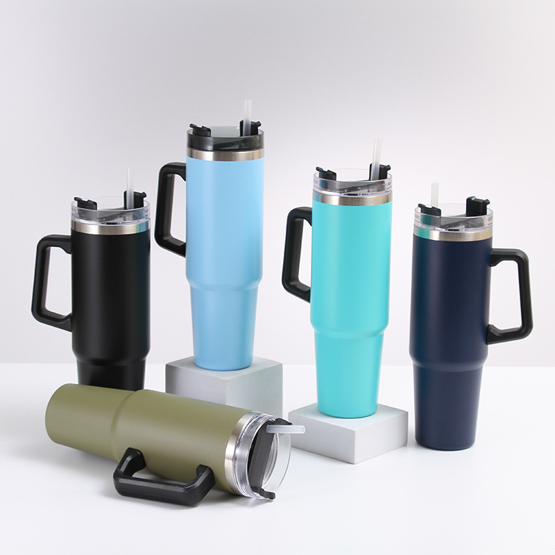 40oz Double Wall 304 Stainless Steel Vacuum Insulated Thermos Tumbler Coffee/Tea/ Beer Tumbler Mug With Handle