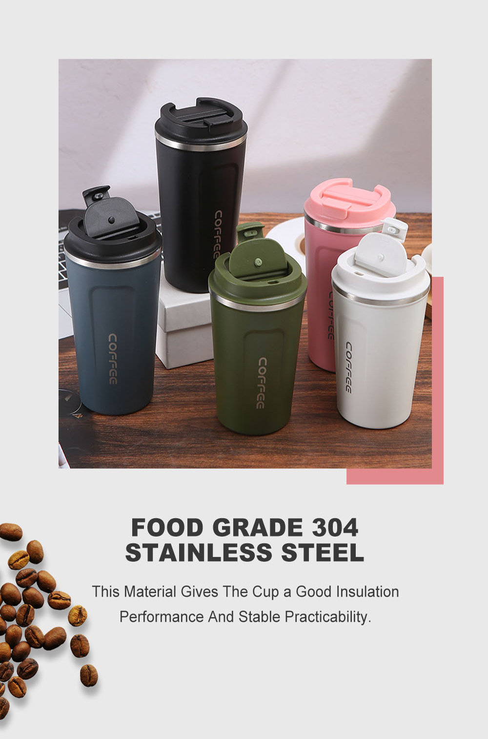 Wholesale Sublimation 12/17oz Double Wall 18/8 Thermos Coffee,Vacuum Insulated Travel Stainless Steel Coffee Mug