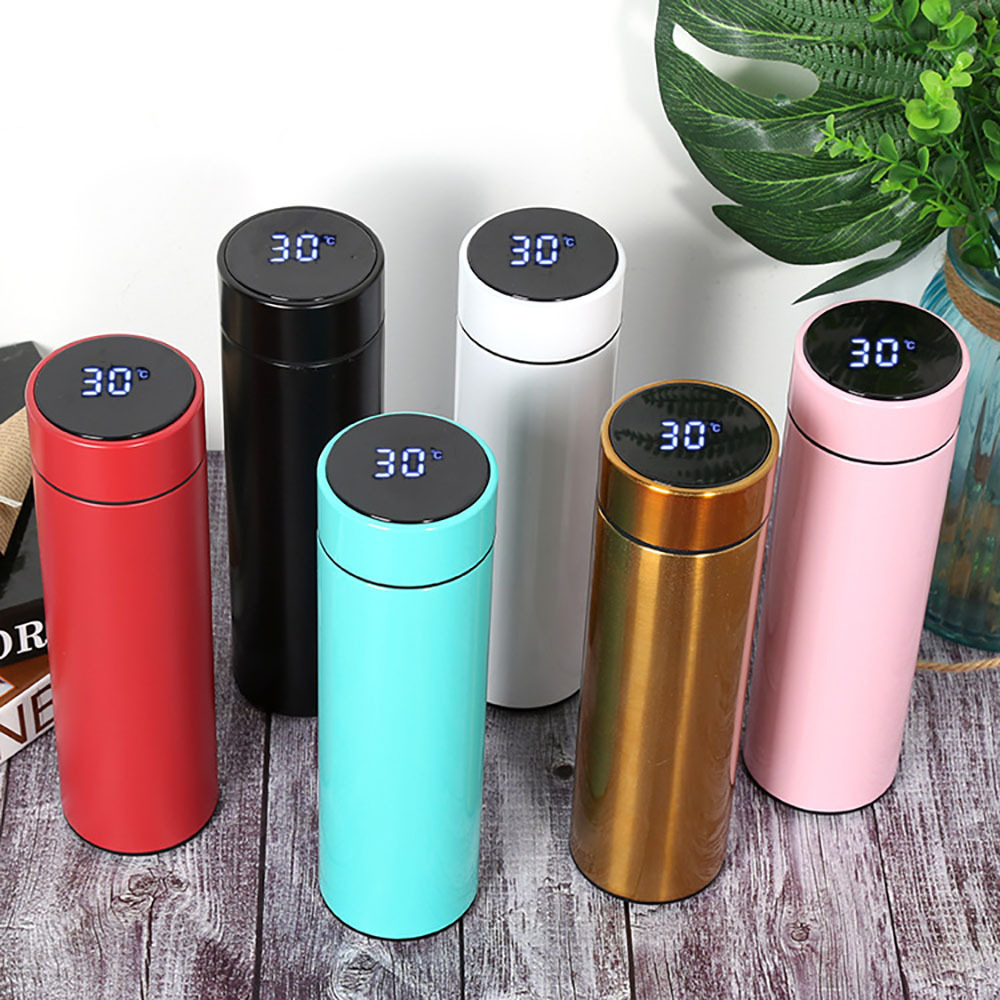 500 Ml Smart Water Bottle Led Stainless Steel Vacuum Flask Intelligent Thermos Smart Termos Termo Digital Flask