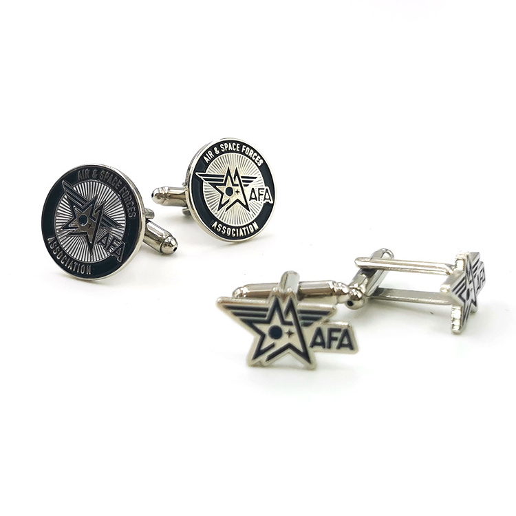 Custom Logo Design Metal Man's Shirt Enamel Silver Cuff Links