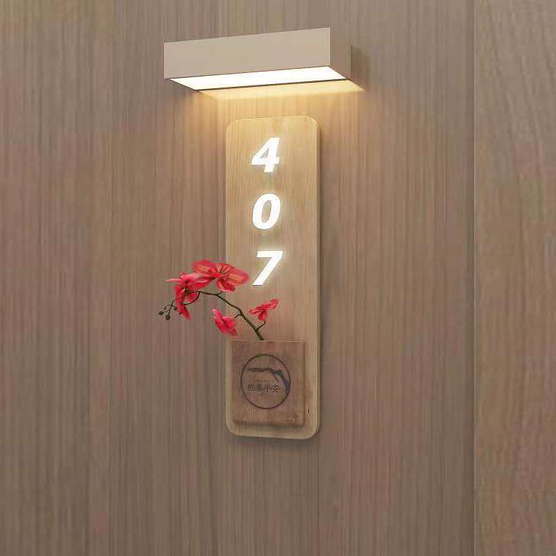 Business Classic Morden Wooden Acrylic Door Number Signs Plates With Doorbell For Hotel Apartment Guesthouse suites