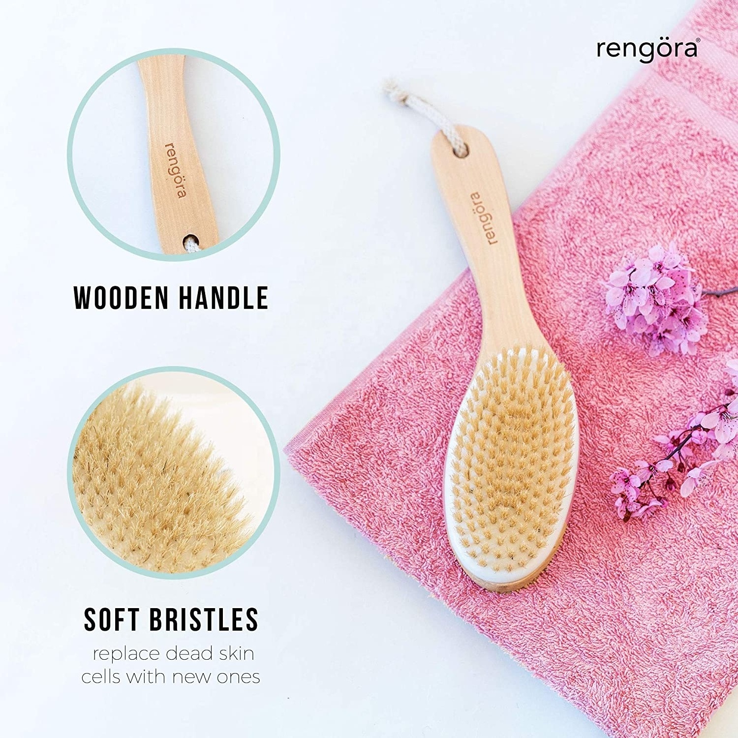 Wholesale High Quality Dry Brushing Body Brush Custom Logo Wood Handle Dry Exfoliating Brush for Improving Lymphatic Drainage