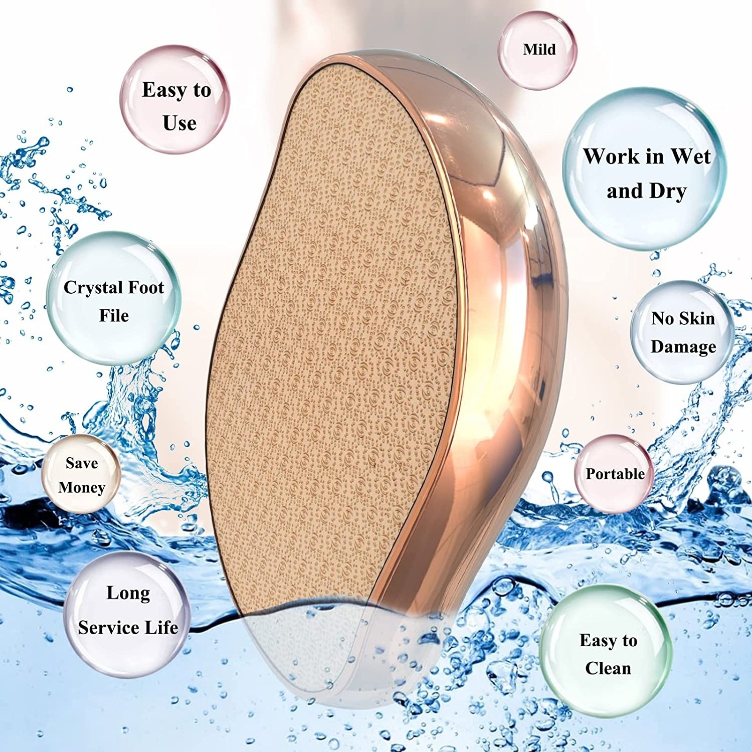 Hot Sale Pedicures Products Foot File Gold Crystal Foot Scrubber Dead Skin Remove Foot Scraper for Callus Removal