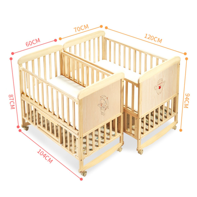 Smoothly pine wooden swinging crib cot bassinet for babies