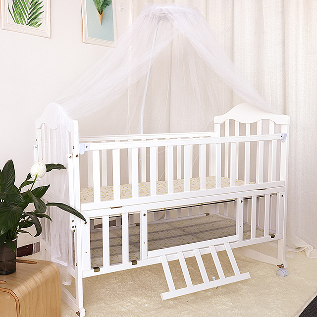 Wooden swing babybed rattan doll bed with crib accessories