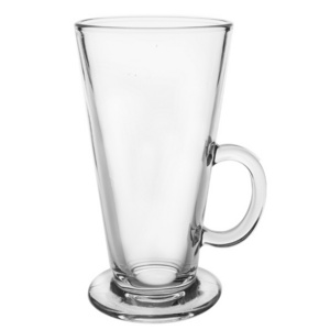 10.3oz 290ml transparent tall latte classical ice cream serving glass mug latte coffee glass cup with handle