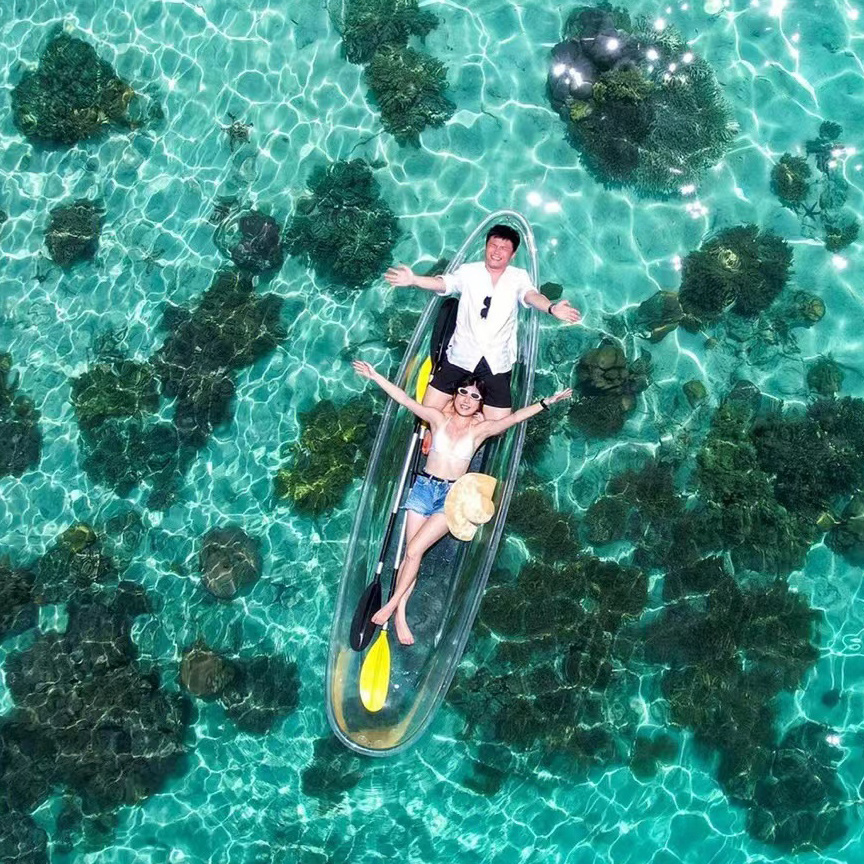 Good quality glass bottom canoe see through kayak transparent clear kayak