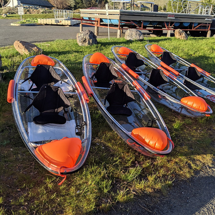 Popular 2 Person Glass Bottom Canoe See Through Transparent Kayak With Free Accessories