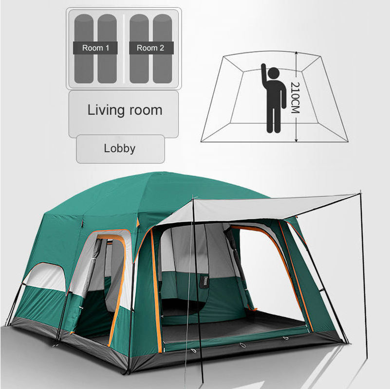 4 Season Sun Proof Rainproof Tents 2 Bedroom 1 Living Room Camping Tent