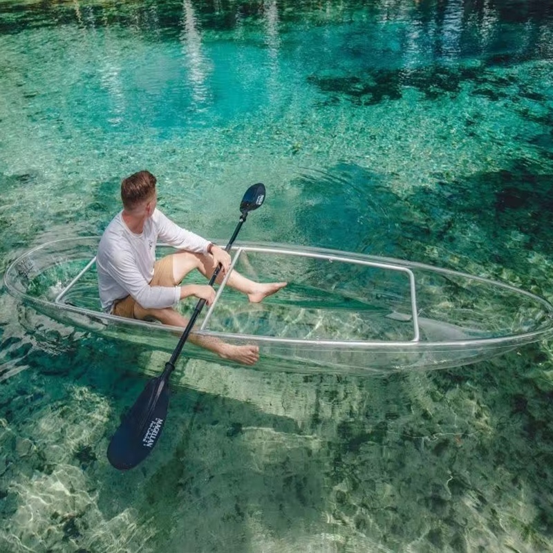 Hot Sale 11ft Single Double Seat Transparent Canoe Clear Bottom Kayak PC Material Fishing Crystal Kayak