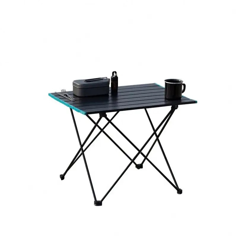 Folding Camping Storage Compartment Aluminum Lightweight Camp Kitchen Table  Outdoor Camping Table