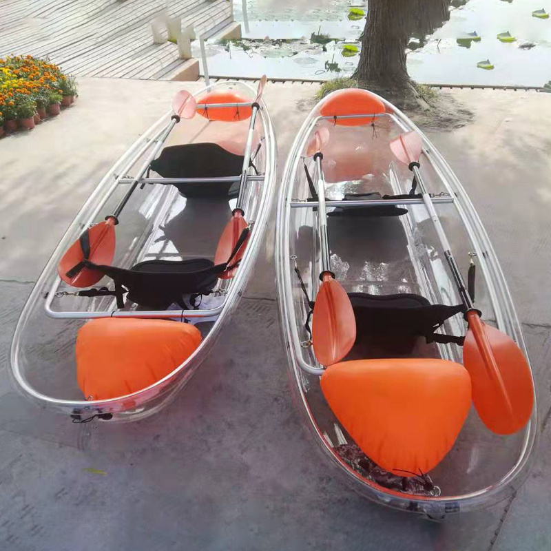 Hot Selling High Quality Small Plastic Rowing Boats Transparent Canoe Clear Kayak 2 Person