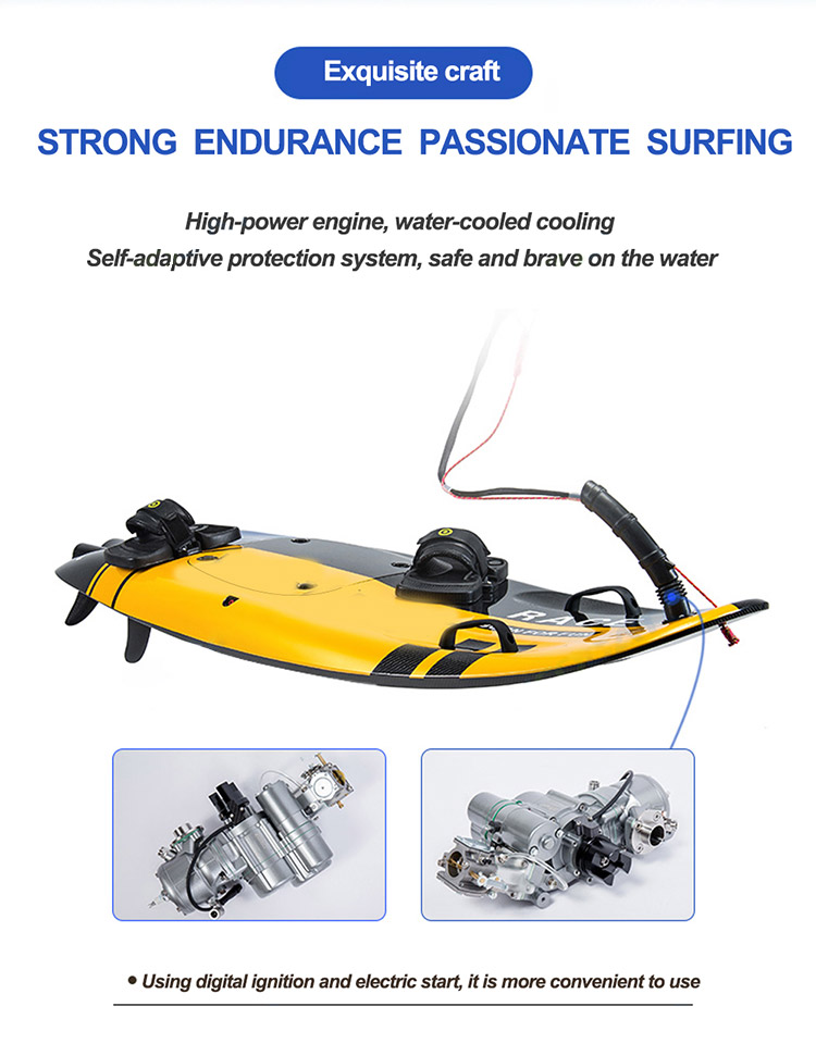 6.5KW 50KM/H motorized surfboard Water Sports Equipment Gas Powered Surfboard Jet Surfboard