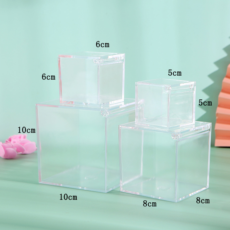 Square Clear Acrylic Case Acryl Candy Cube Box for Packing Wedding Favor Plastic Candy Box With Lid