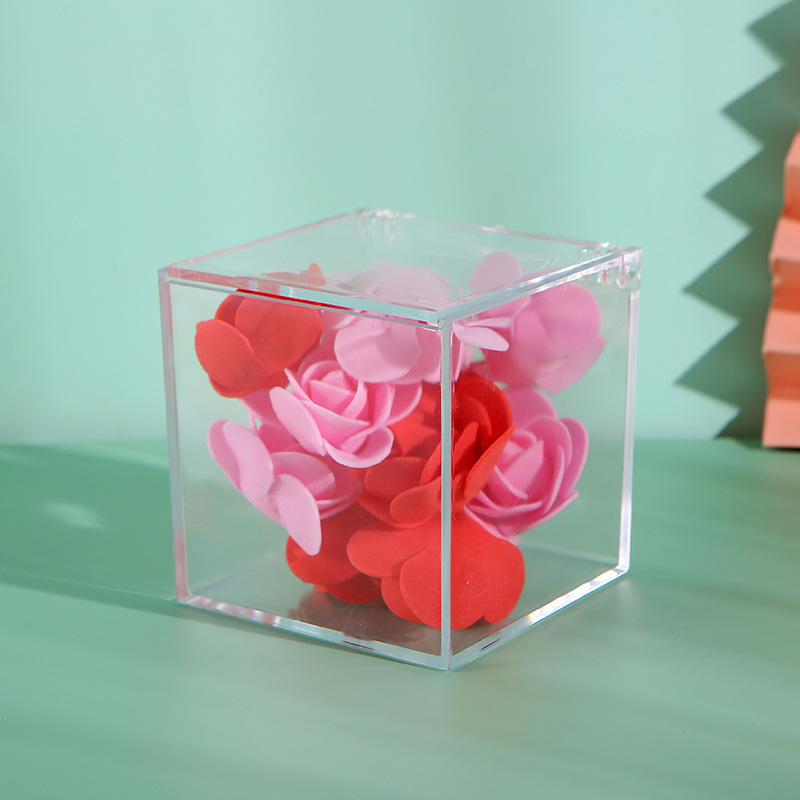 Square Clear Acrylic Case Acryl Candy Cube Box for Packing Wedding Favor Plastic Candy Box With Lid