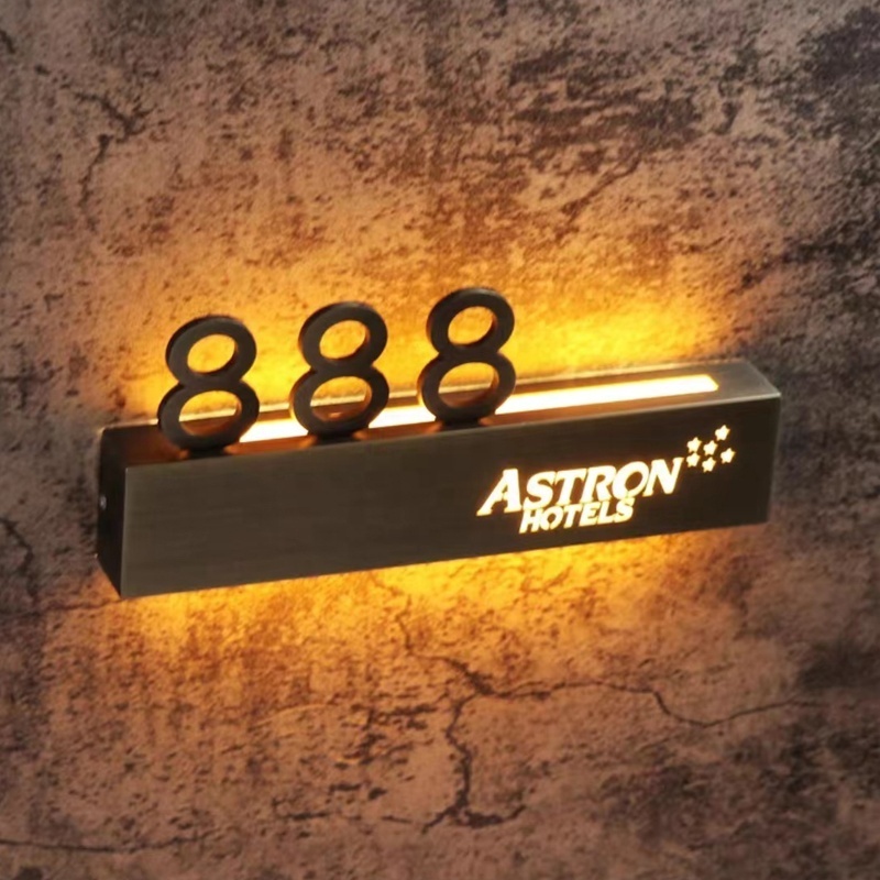 Custom LED Backlit Room Number Steel Sign Illuminated Hotel Door Sign Electronic Signs for House Number