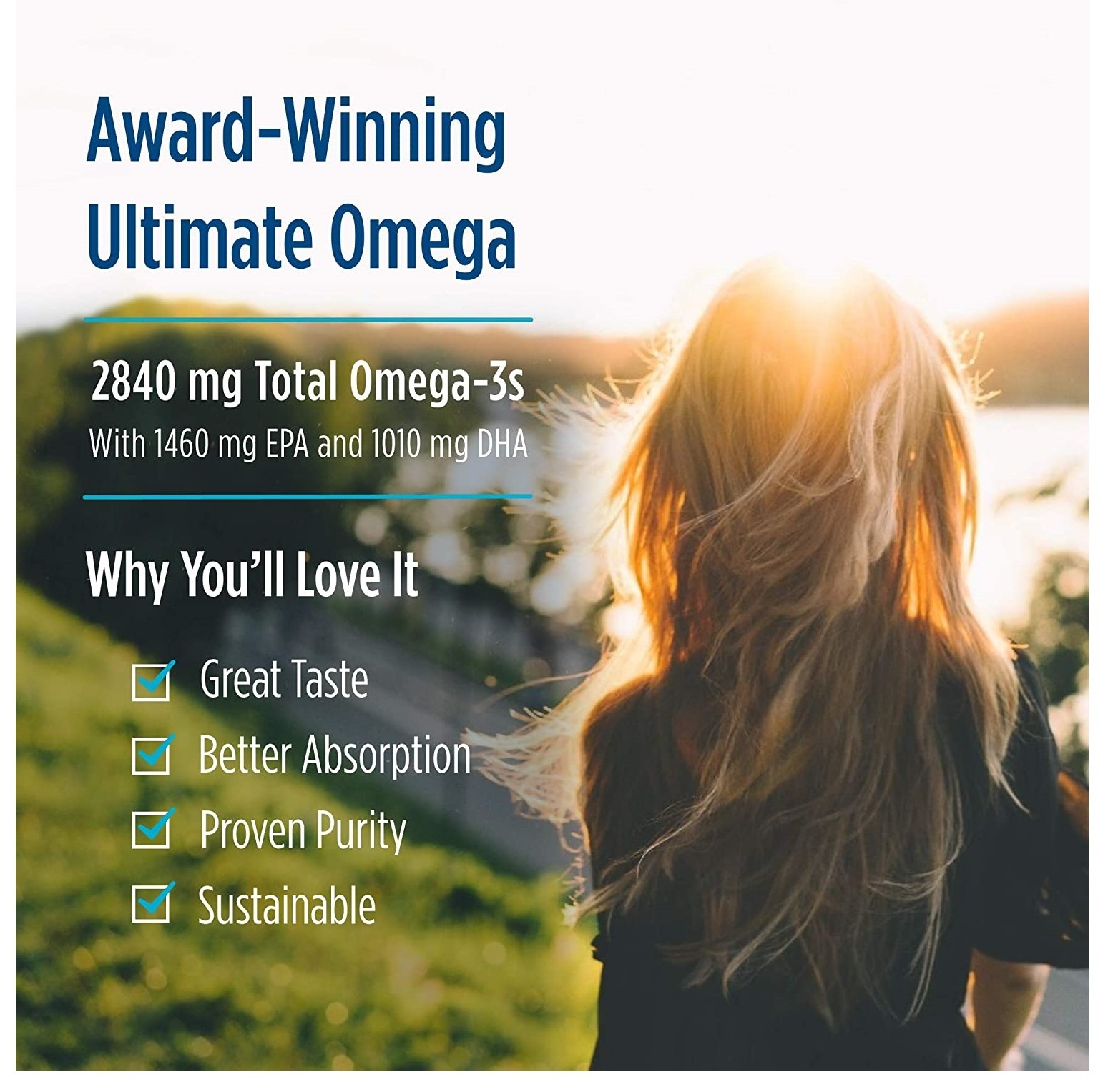 Ultimate Omega Nutrient Solution, 2840mg High-potency Omega-3 fish oil Supplement with EPA and DHA for Brain and Heart Health