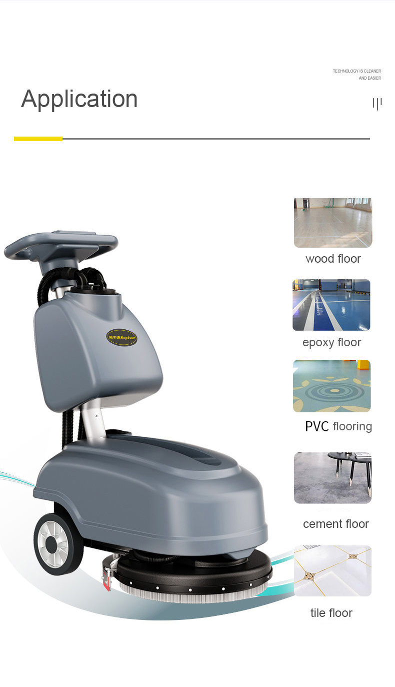 Hand Push Battery Operated Hard Floor Scrubber Machine Portable Floor Clean Machine For Supermarket