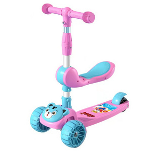 Kick push scooter Three in one folding Suitable for three-year-old boys girls 3 wheel  Music lighting