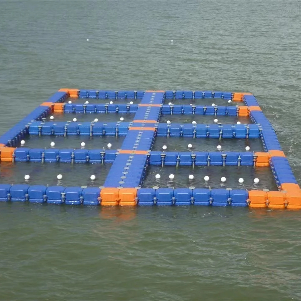 Marine Floater Plastic HDPE Fish Farm Float Cages Floating Pontoon Modular Floating Dock platform