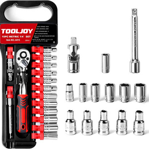 Manual Hand Tool Metric 1/4" Ratchet Wrench Set Chrome Vanadium Socket Ratchet Socket Pick Up Tool Sets