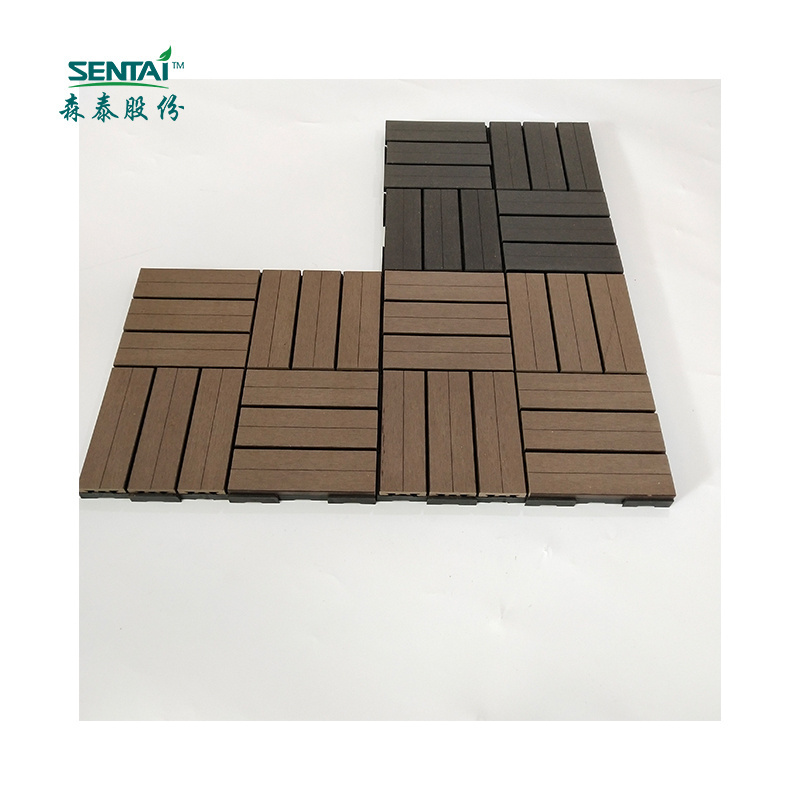 310*310*22m Garden use wpc DIY tiles easy install interlocking click composite tiles outdoor wood plastic deck tile  WT02SAC