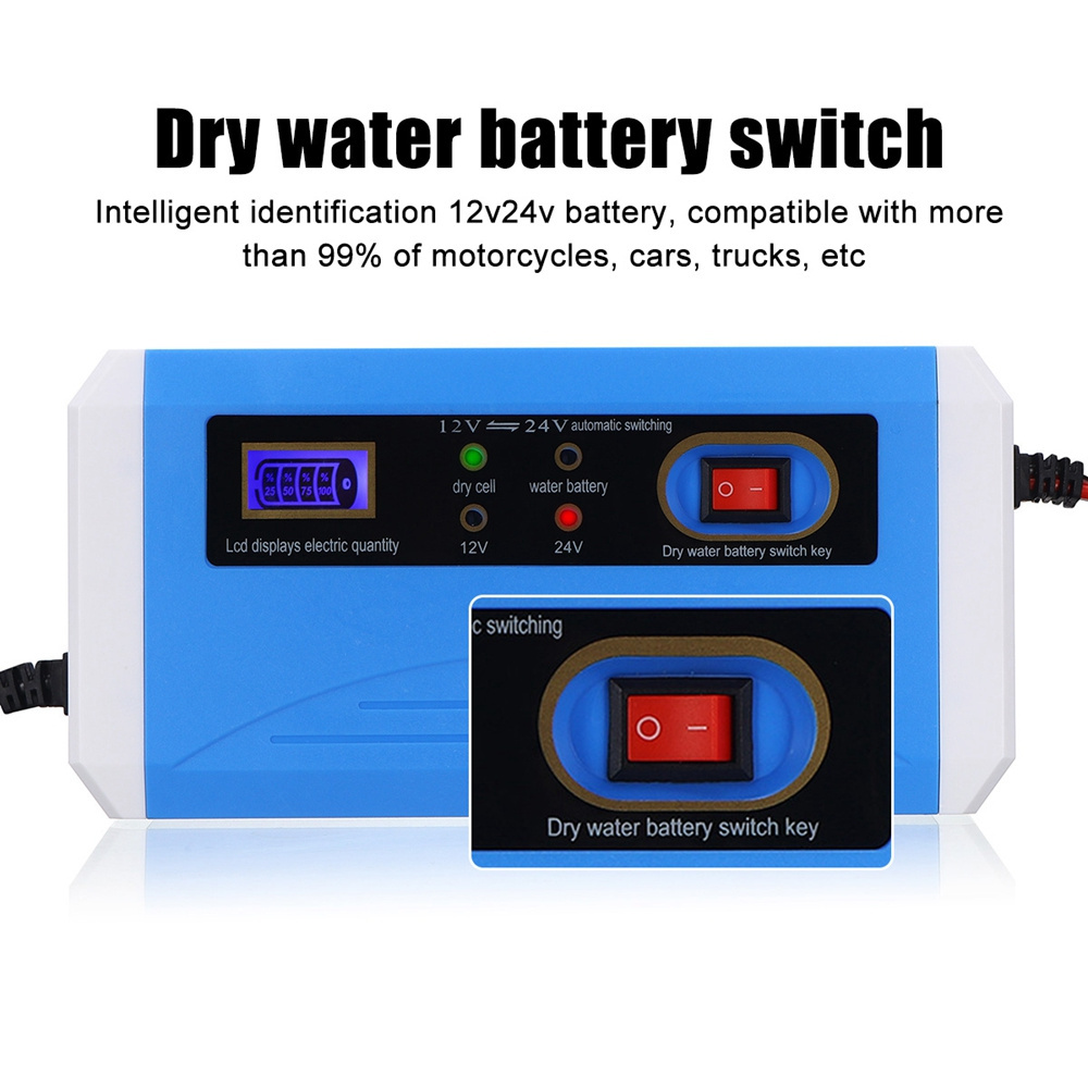 Portable Automatic Car Battery Charger 12V 24V Motorcycle pulse Repair Trickle Charger for GEL AGM Lead Acid Battery