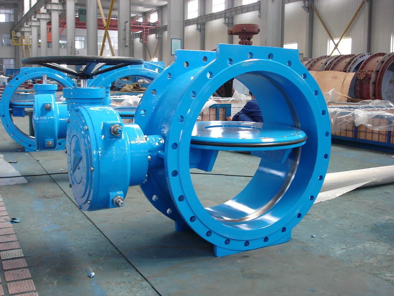 Eccentric PN16 double Flanged ductile iron Butterfly Valve with gear box operator